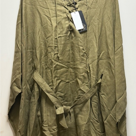 NWT Chaser Beachy Lace Up Dolman Hooded Tunic in Olive Green.Size Small - Picture 5 of 7
